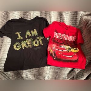 Disney Cars and guardians of the galaxy, 2-short sleeve t-shirts size 4